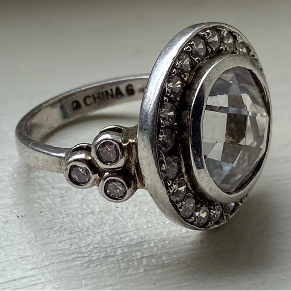 CZ Sterling Silver Antique Georgian Style Ring sz 6 - Picture 10 of 11